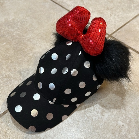 NWT! Disney Parks Sassy Minnie Ears Sequin Bow Baseball Hat Headband - Picture 2 of 7